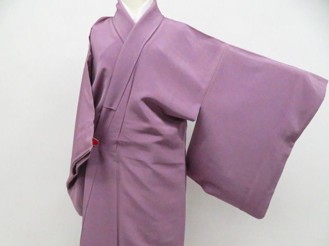 一輝堂】色無地 一つ紋 正絹 着物 身丈約160.5cm 裄丈約62cm 26z01-196