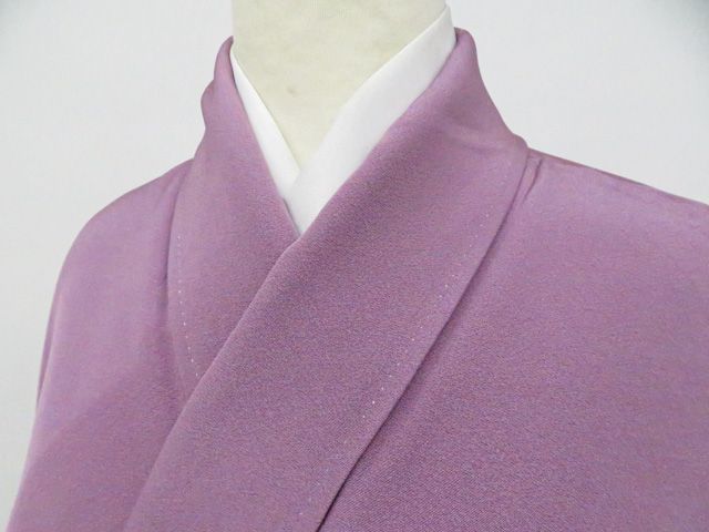 一輝堂】色無地 一つ紋 正絹 着物 身丈約160.5cm 裄丈約62cm 26z01-196