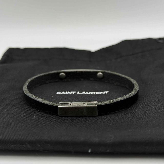サンローランパリ　ID　プレート　レザーブレスレット　SAINT LAURENT SAINT LAURENT】IDプレート レザーブレスレット (Saint Laurent