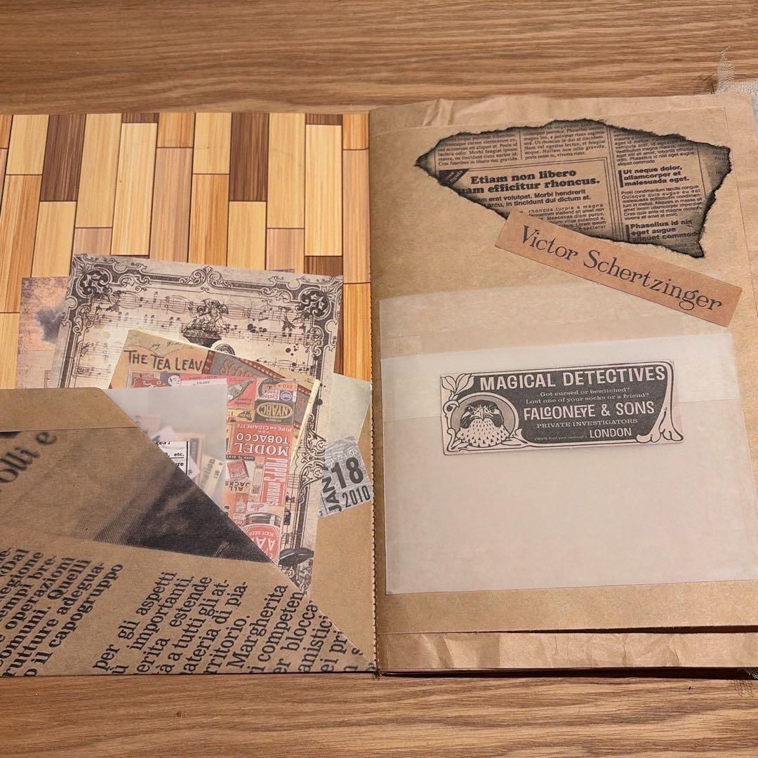 ハンドメイド雑記帳 ジャンクジャーナル レトロ コラージュノート