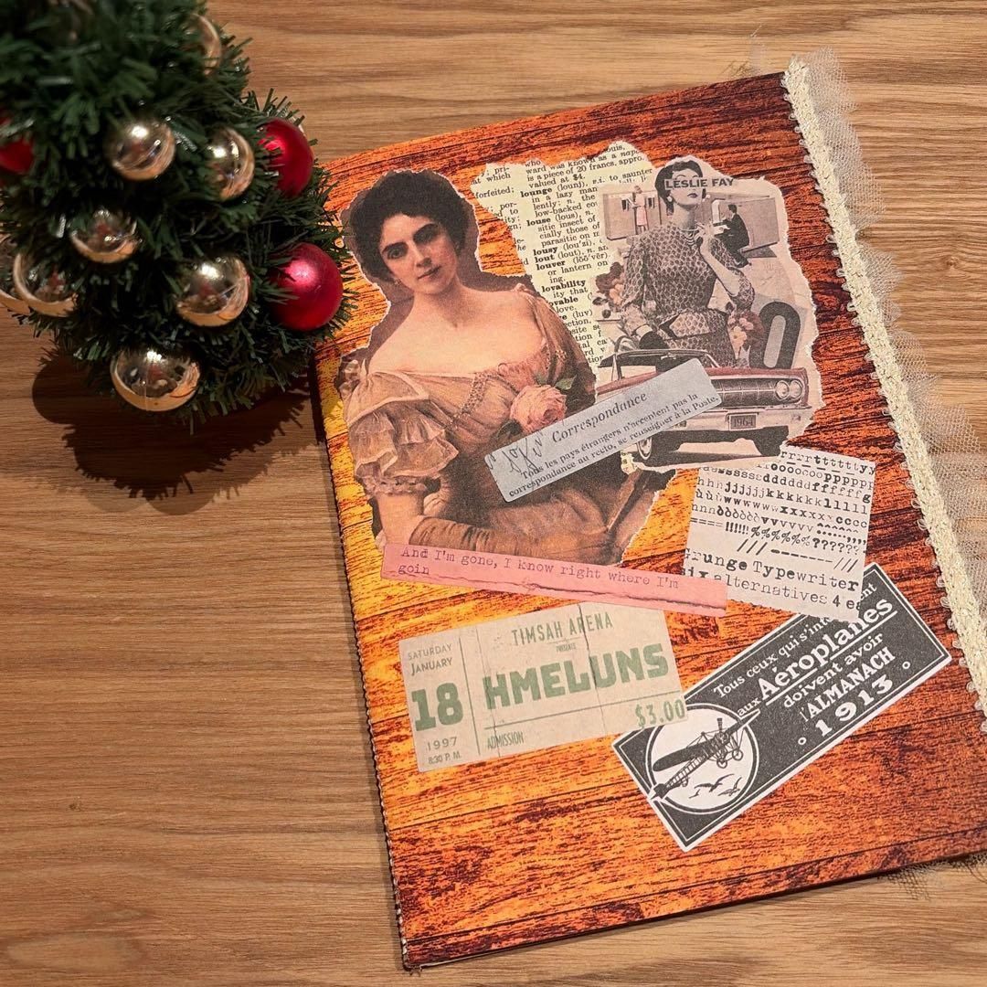 ハンドメイド雑記帳 ジャンクジャーナル レトロ コラージュノート