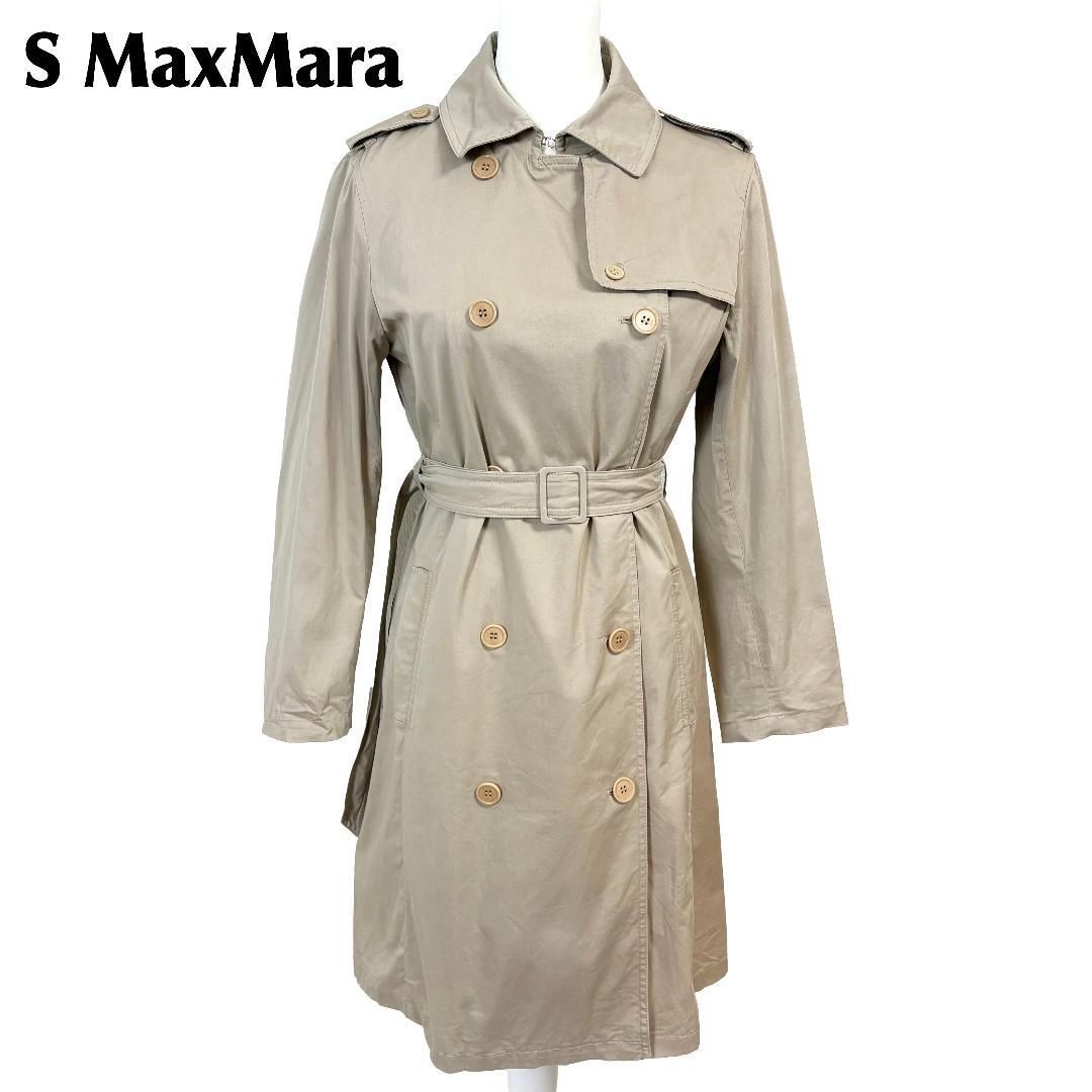 S MaxMara ダブルトレンチコート ベルト 42 ベージュ 無地 - メルカリ