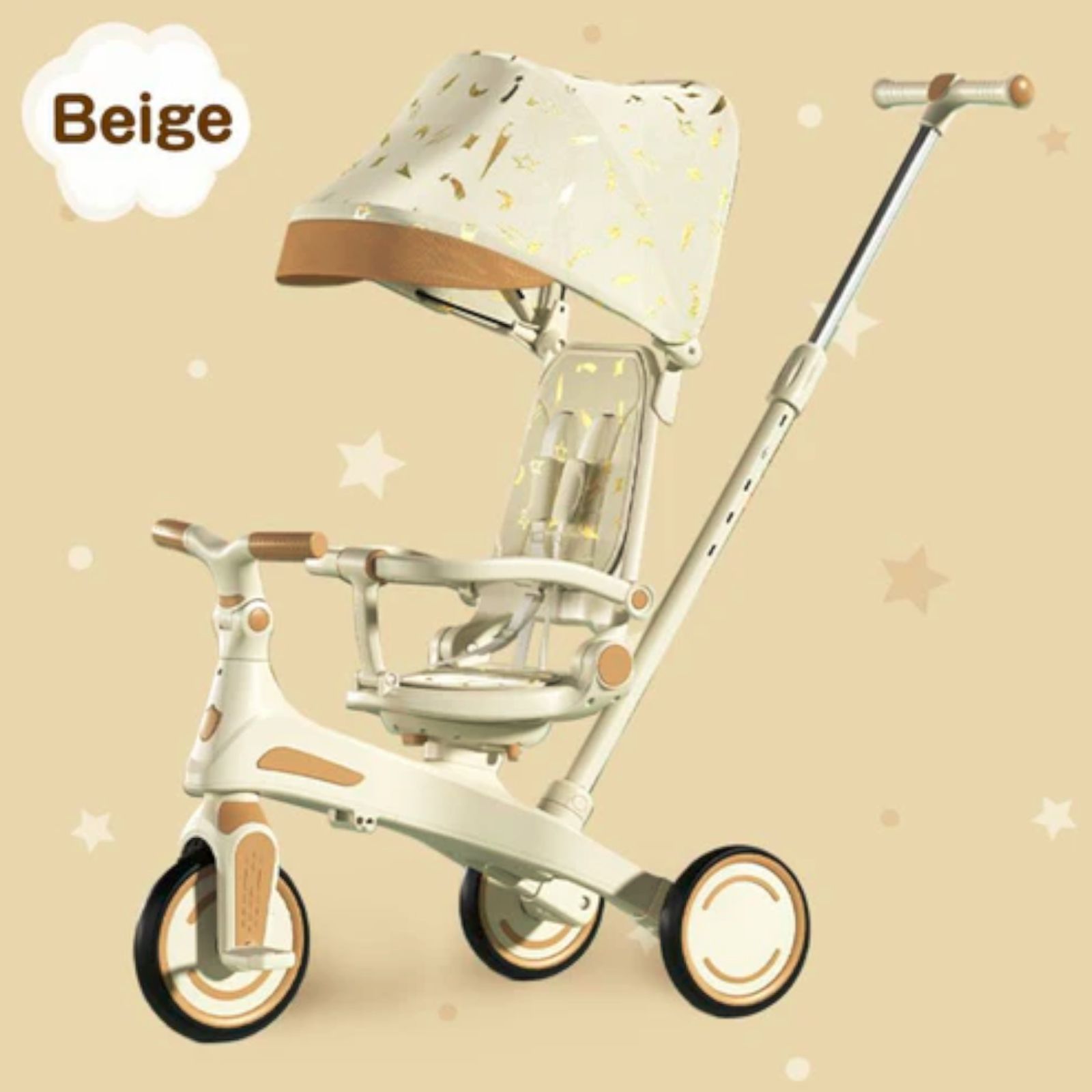 2644 キッズ バイク 子供 三輪車 ベージュ 折りたたみ 1~5歳 安全