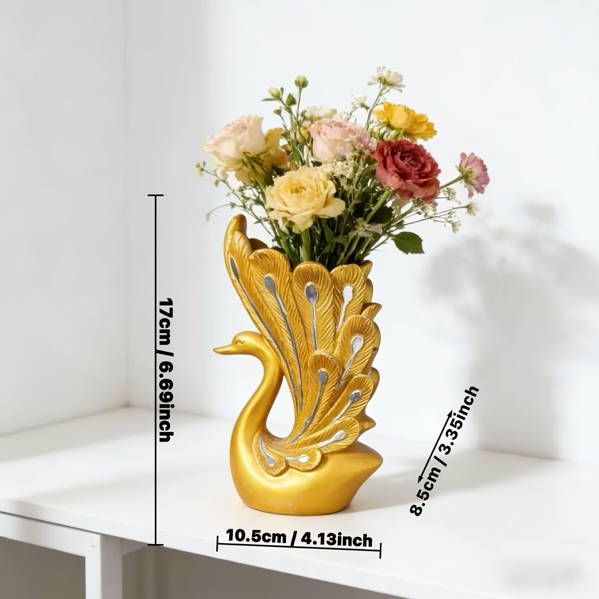 陶器の白鳥の花瓶 花瓶 花びん 樹脂 おしゃれ 白鳥型 スワン ゴールド
