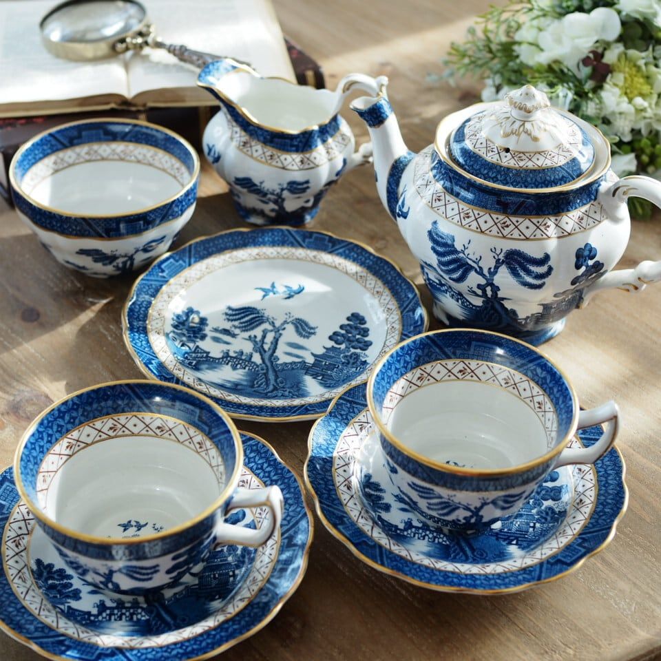 英国Boothsブース ブルーウィロー ティーセット カップ＆ソーサー F 6