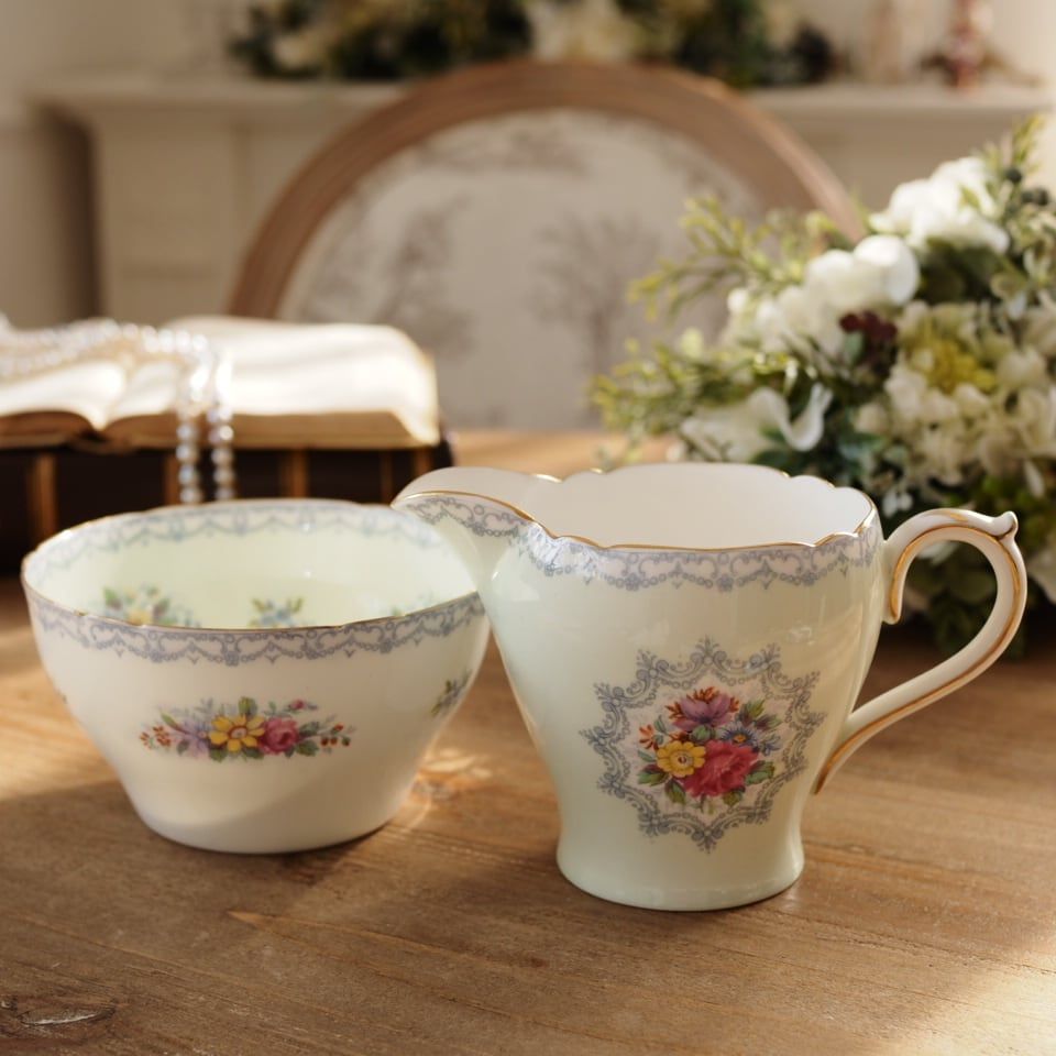 美品】英国ShelleyシェリーCrochet クリーマー・シュガーボウル F1