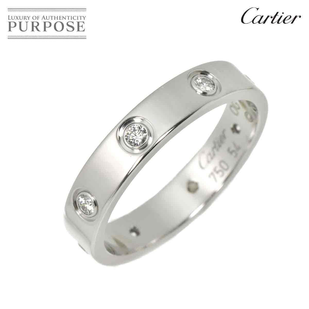 カルティエ Cartier ミニラブ #54 リング ダイヤ 1P K18 WG ホワイト