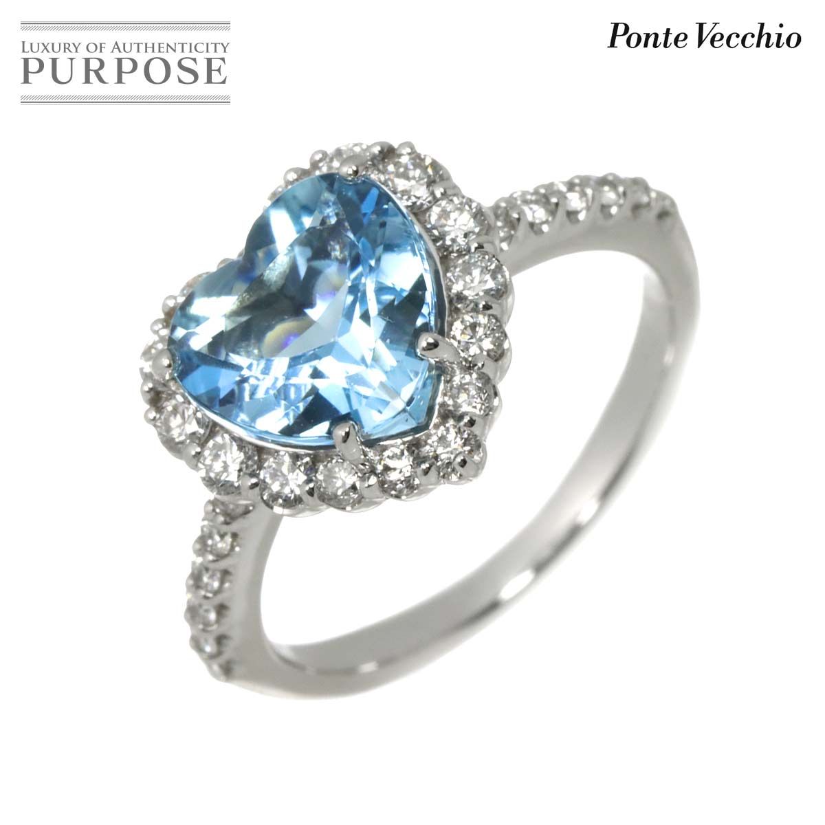 ポンテヴェキオ Ponte Vecchio 8号 リング アクアマリン 1.58ct ダイヤ 