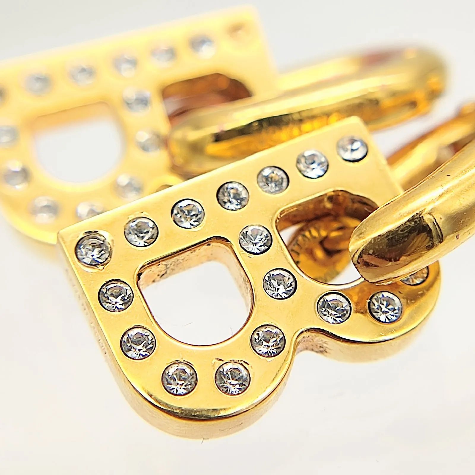 美品】BALENCIAGA バレンシアガ Bチェーン XS ゴールドピアス クリア