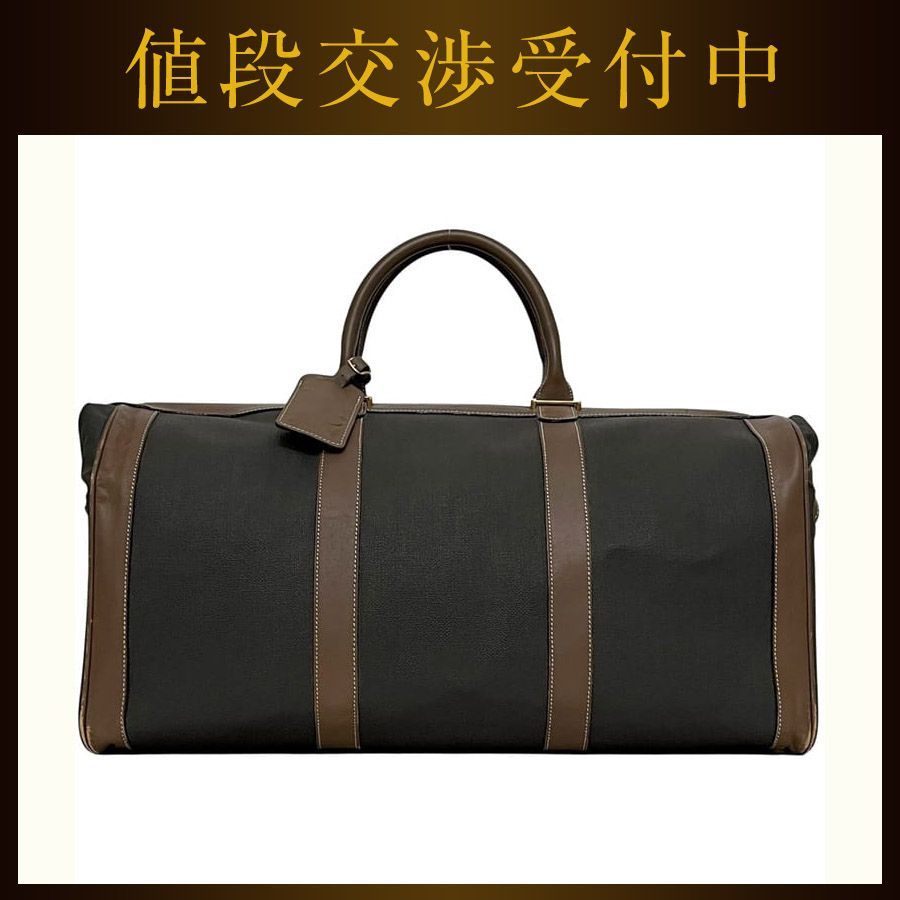 ダンヒル ボストンバッグ ブラウン グレー 旅行鞄 PVC レザー 中古