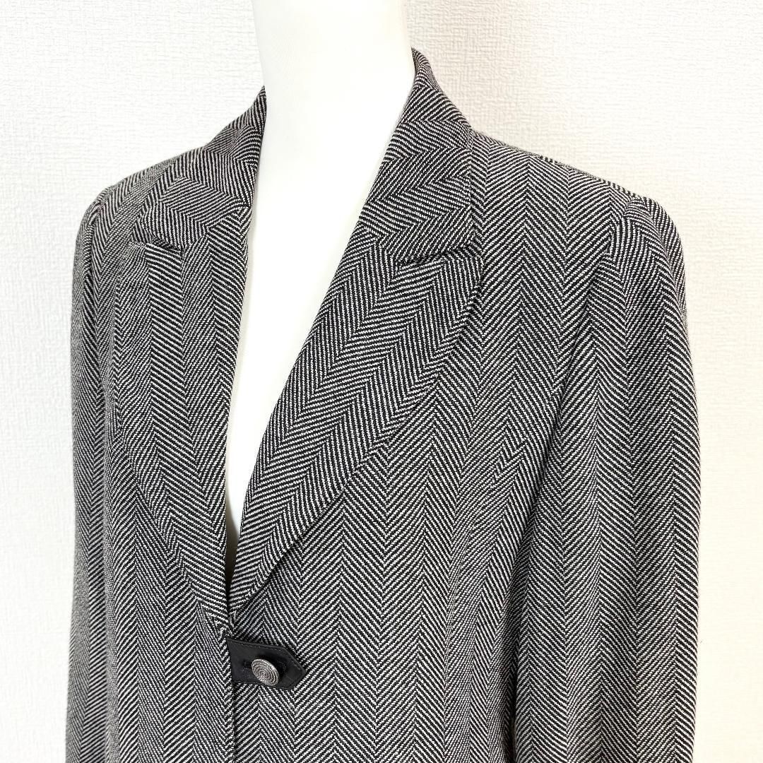 美品 jun ashida レザー使い羊毛テーラードジャケット 11 グレー