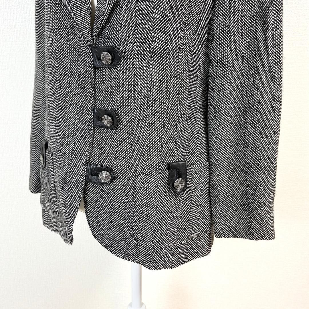 美品 jun ashida レザー使い羊毛テーラードジャケット 11 グレー