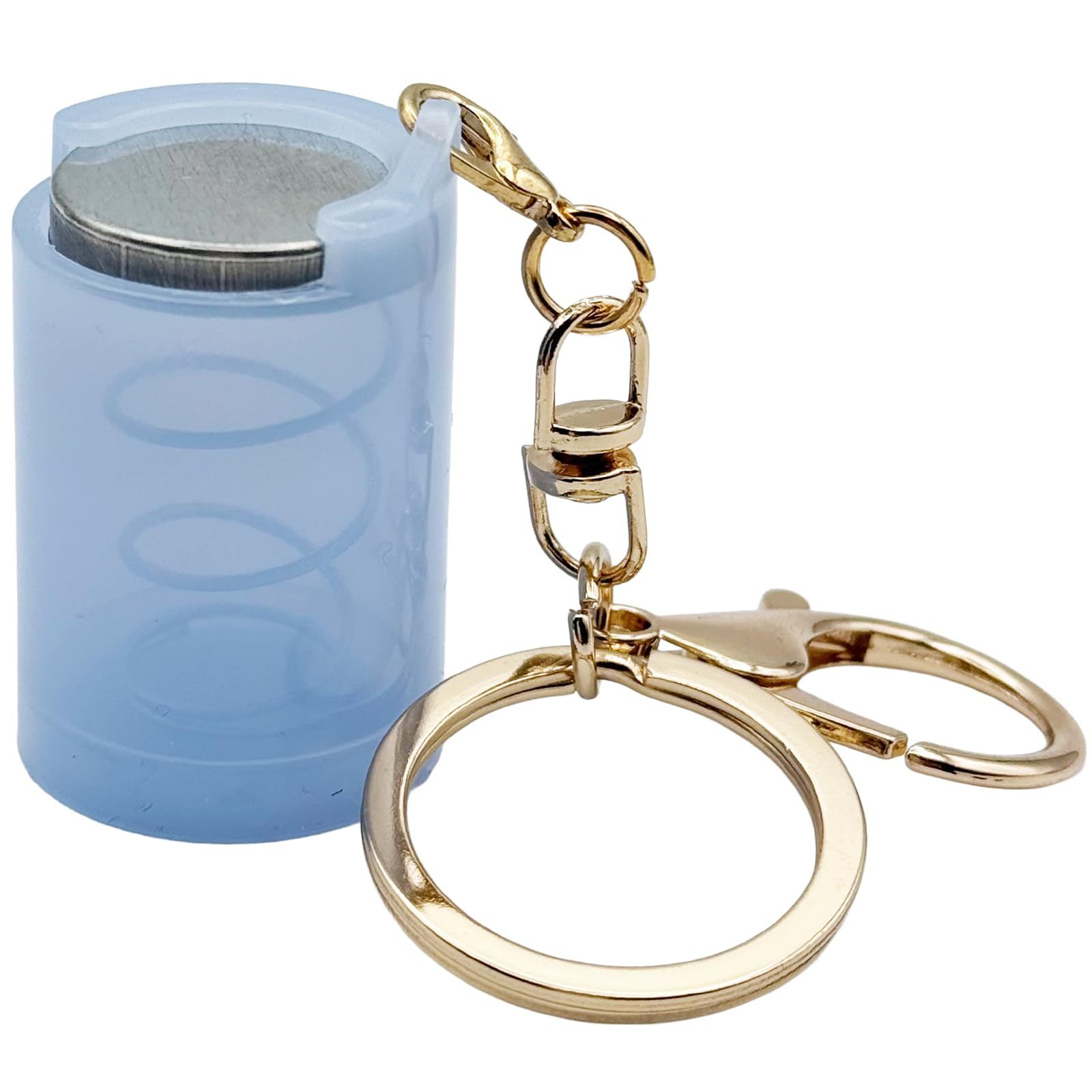TOMOTHY コインシリンダー バネ コインケース 100円 キーホルダー 100円玉 コインケース バネ式 レトロ 携帯 小銭入れ ブルー  ゴールドチェーン [ブルー（ゴールドチェーン）] - メルカリ