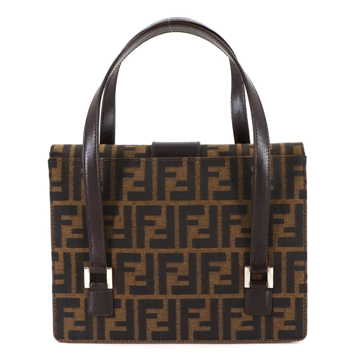 新品同様 フェンディ FENDI ズッカ ハンド バッグ キャンバス レザー