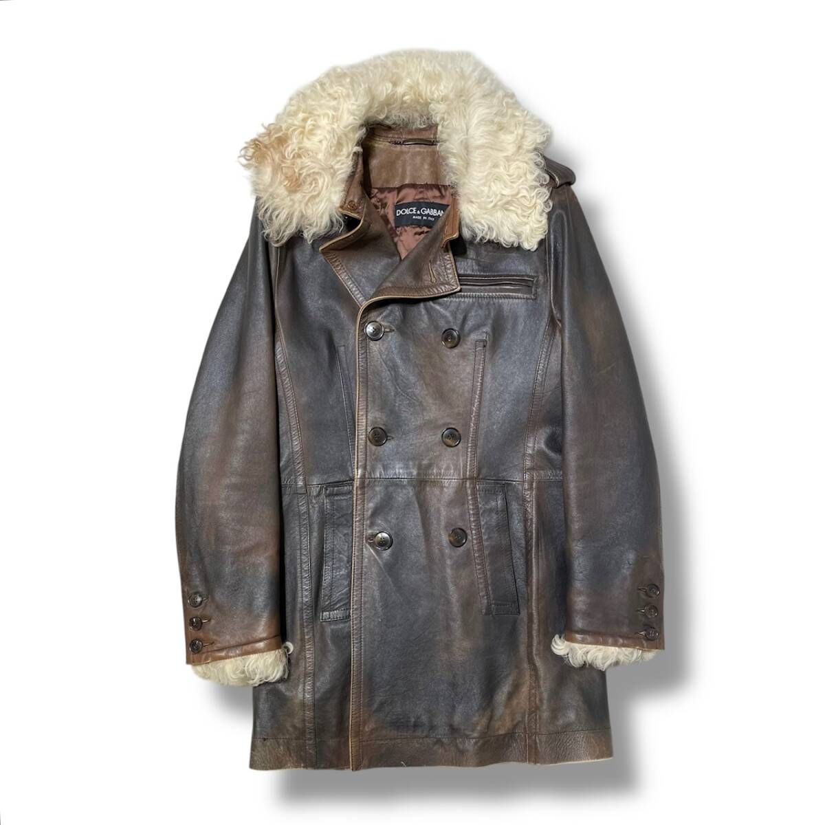 DOLCE & GABBANA archive コート ムラ染め カンガルーレザーコート