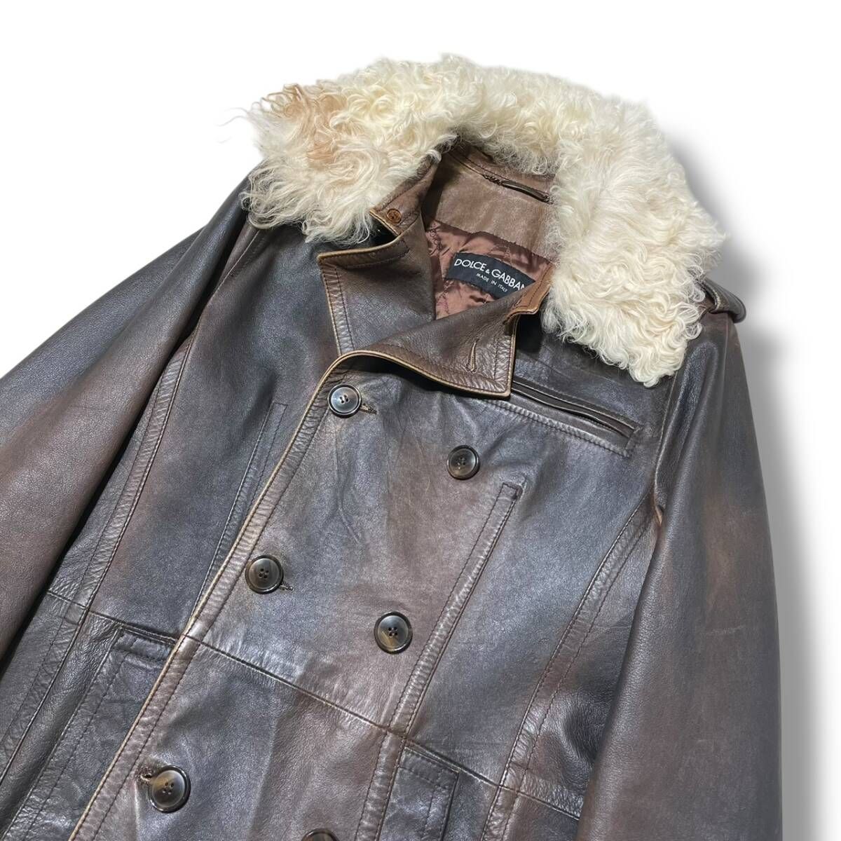 DOLCE & GABBANA archive コート ムラ染め カンガルーレザーコート