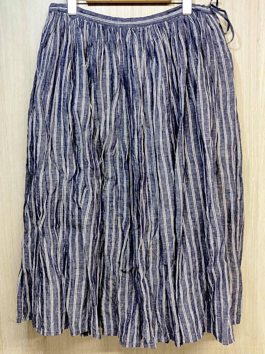 R＆D.M.Co- オールドマンズテーラー スカート リネン100% ネイビー 藍