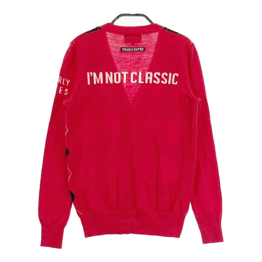 【バーリーゲイツ】ゴルフウェア　PG　ニットカーディガン　アーガイル柄　M　4 バーリーゲイツ】ゴルフウェア PG ニットカーディガン アーガイル柄 M