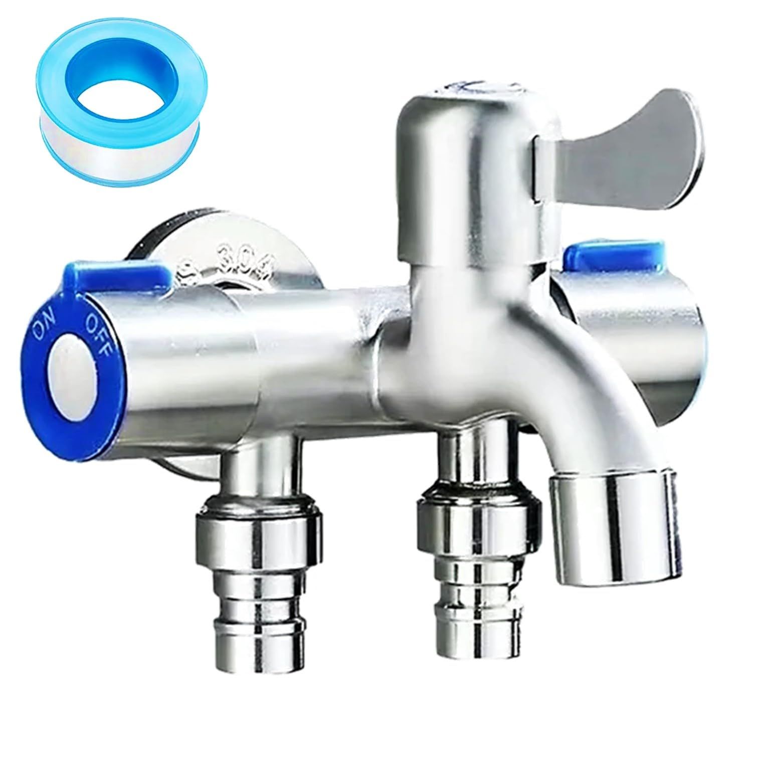 EXDUCT 3分岐蛇口 洗濯機用水栓 3分岐止水栓 ステンレス製 三股蛇口 標準G1/2 洗濯 お風呂 洗面所 浴室 ベランダ ガーデン 3口 蛇口  [シルバー] - メルカリ
