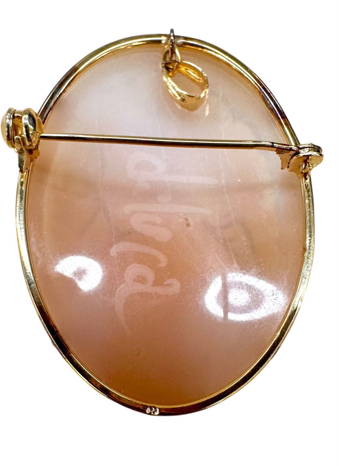 亘】美品 カメオ シェル ブローチ ペンダントトップ 美しい女性の横顔