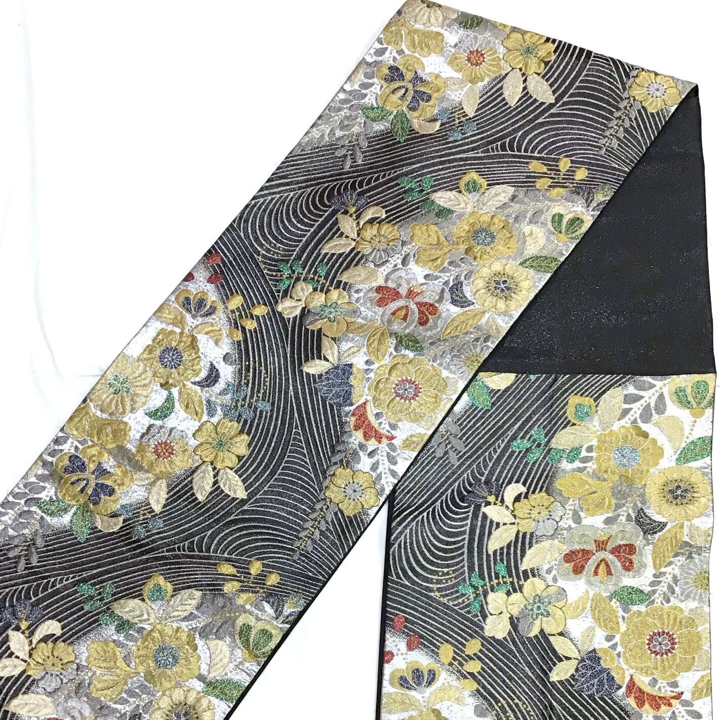 袋帯・正絹・花・黒地・No.200701-2010・梱包サイズ60 - メルカリ