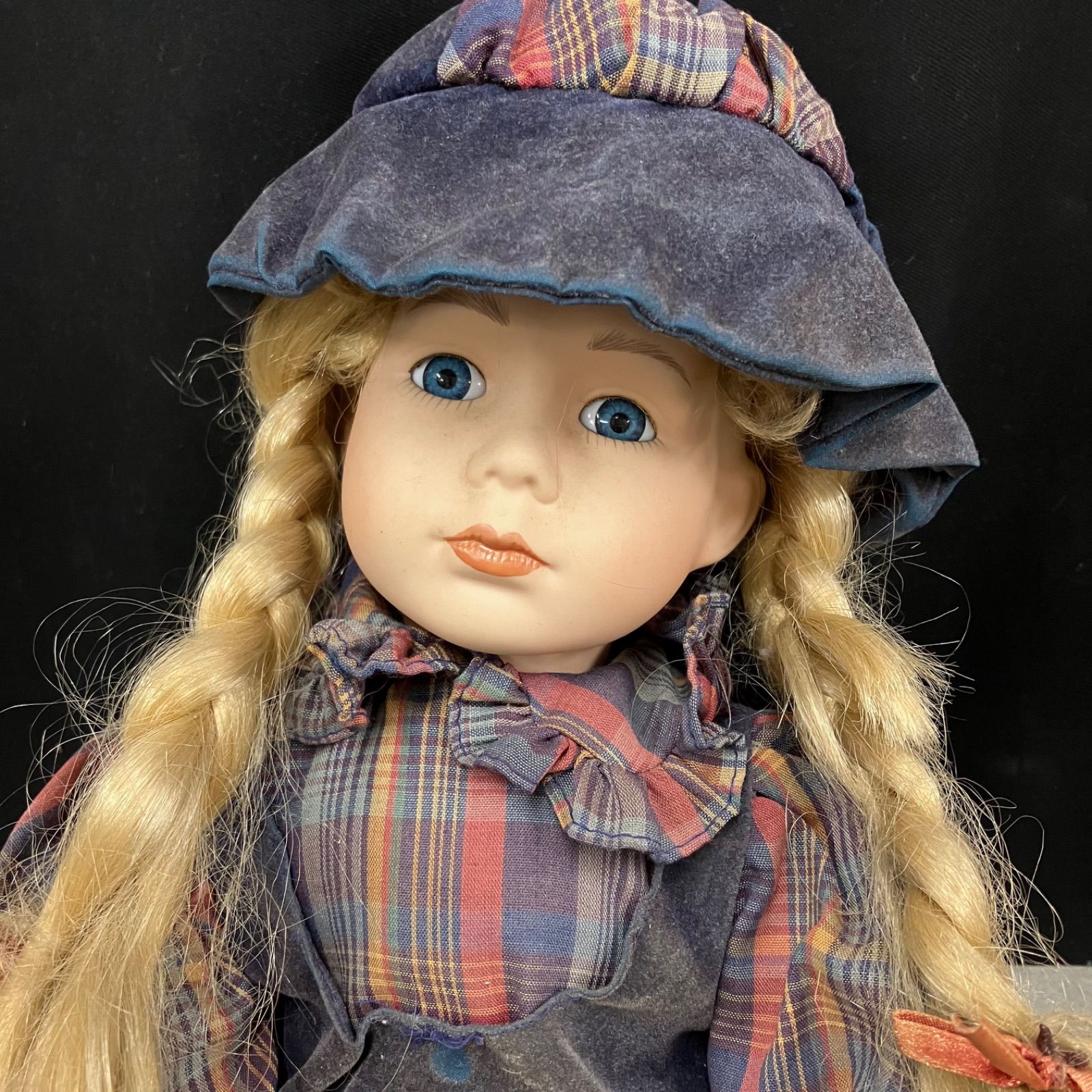 0）F5 ビスクドール ポーセリンドール チェックワンピース ブロンズ