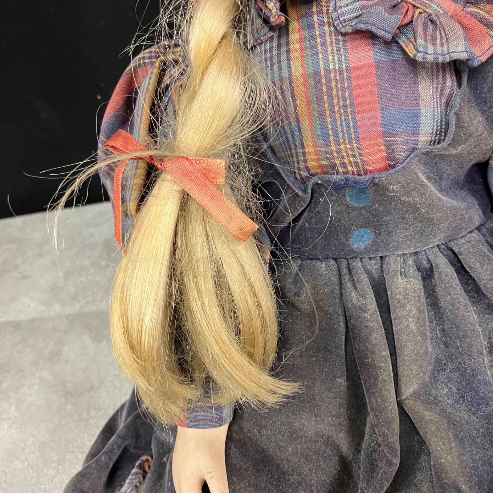 0）F5 ビスクドール ポーセリンドール チェックワンピース ブロンズ