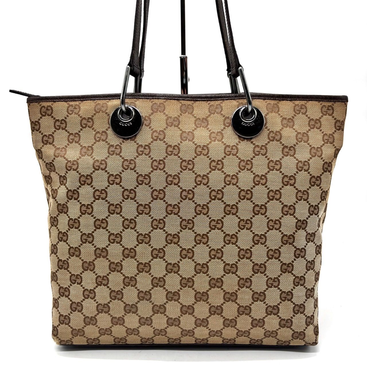良品】GUCCI グッチ GG柄 キャンバス ハンドバッグ トート ブラウン 