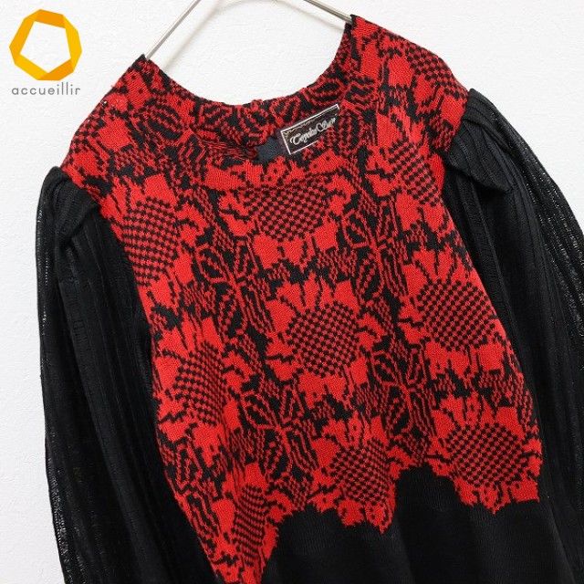 サイトウトヨコ 斉藤都世子 ニット ワンピース ロング 花 レディース