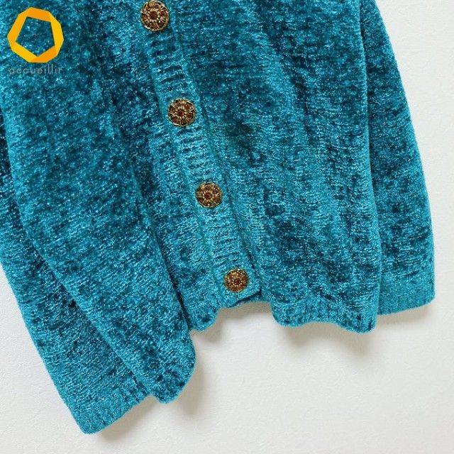 シャミー Chamois ニット カーディガン トップス 金釦 ラメ レディース