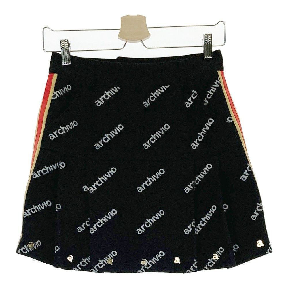 サイズ：36 ARCHIVIO アルチビオ 裏地付 ウール混 スカート ロゴ 総柄