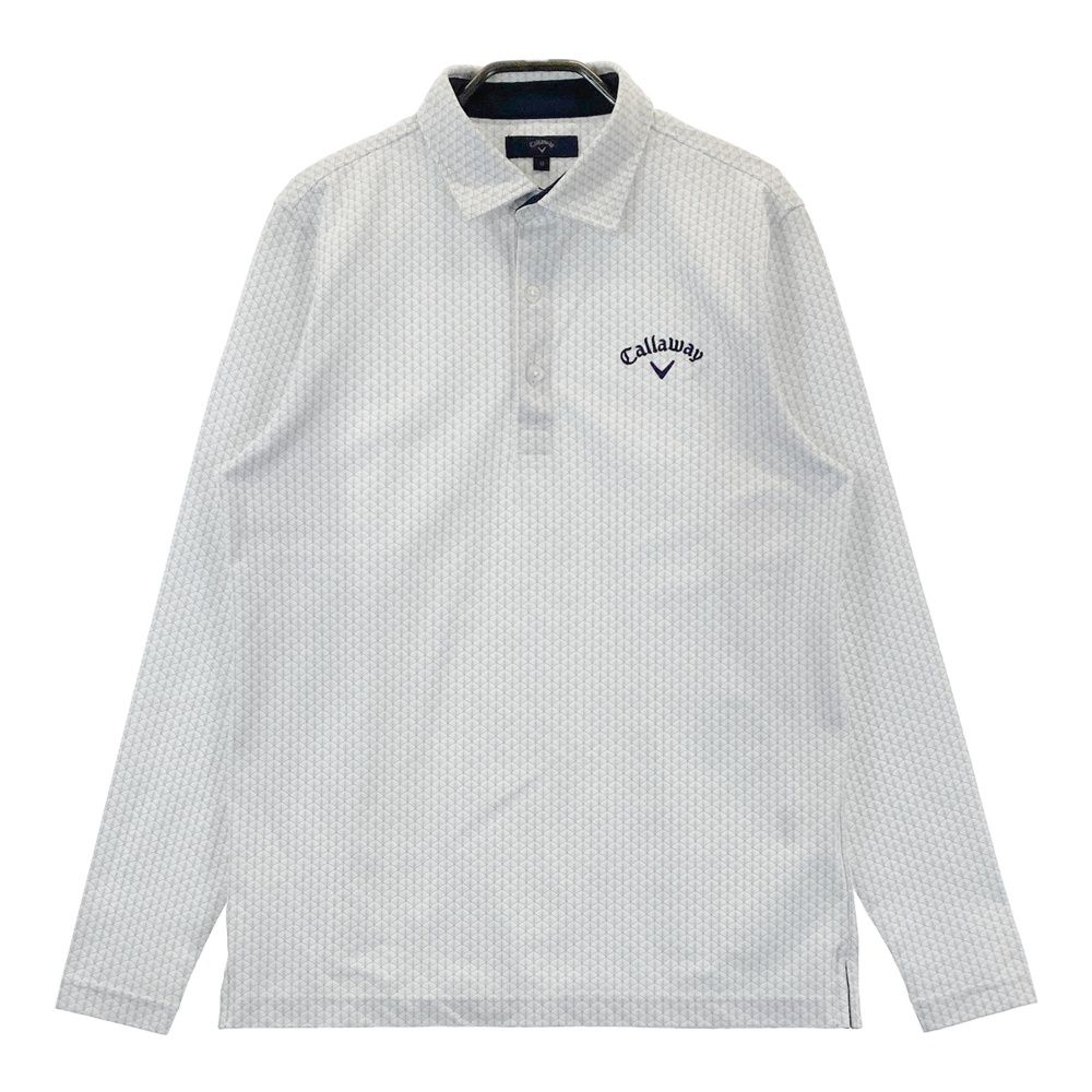 Callaway ホワイト 長袖ポロシャツ M サイズ：M CALLAWAY キャロウェイ 長袖ポロシャツ 総柄 ホワイト系