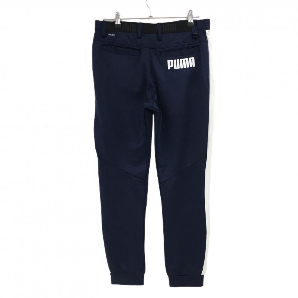 美品】プーマ ジョガーパンツ ネイビー×白 サイドライン メンズ L