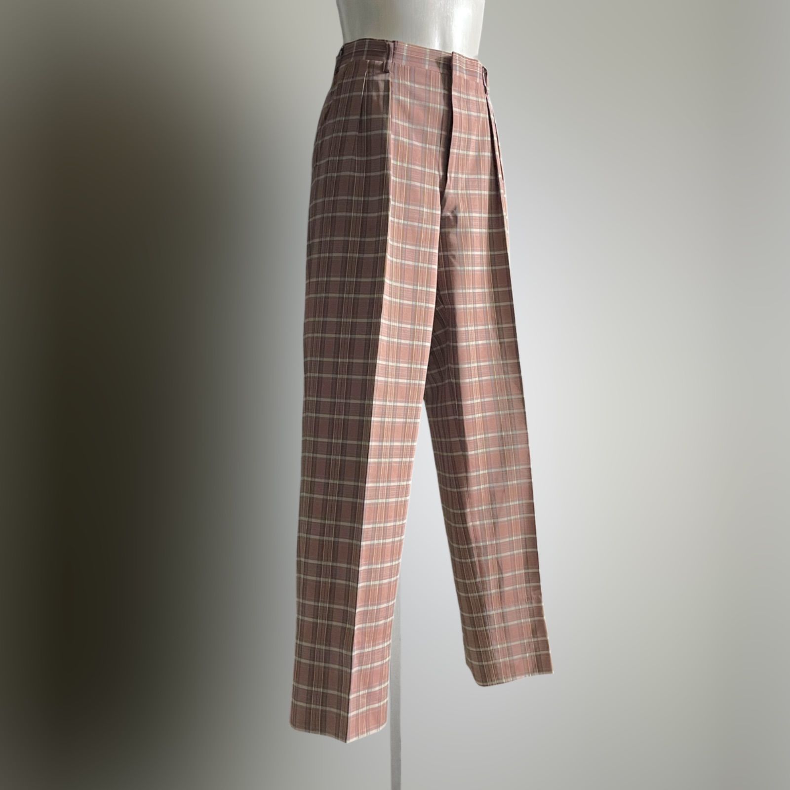 Vintage 80s スラックス チェックパンツ ヴィンテージ トラウザーズ 淡