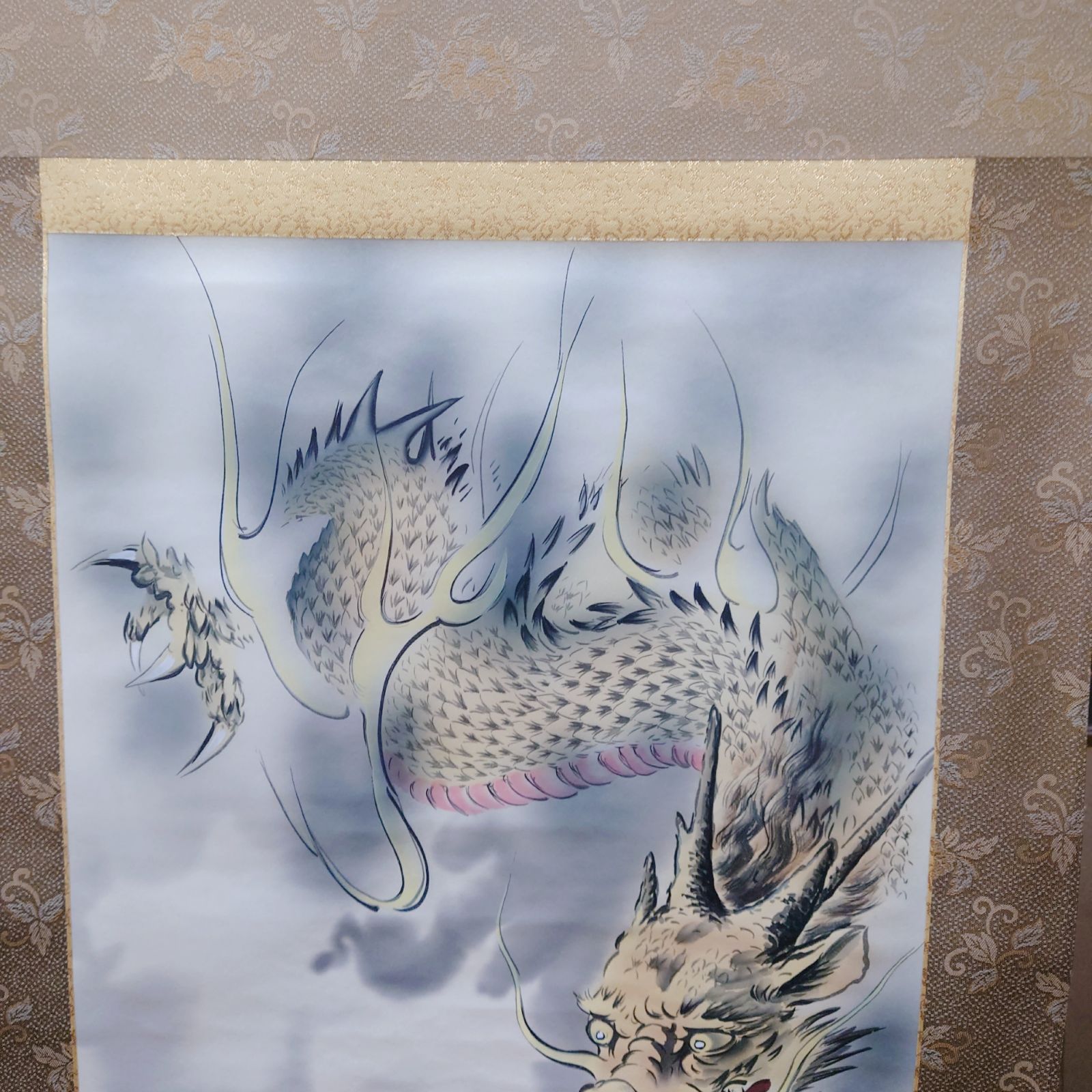 観賞用 掛け軸 掛軸 龍虎図長江桂舟 厄除け 魔除け 家内安全 出世運