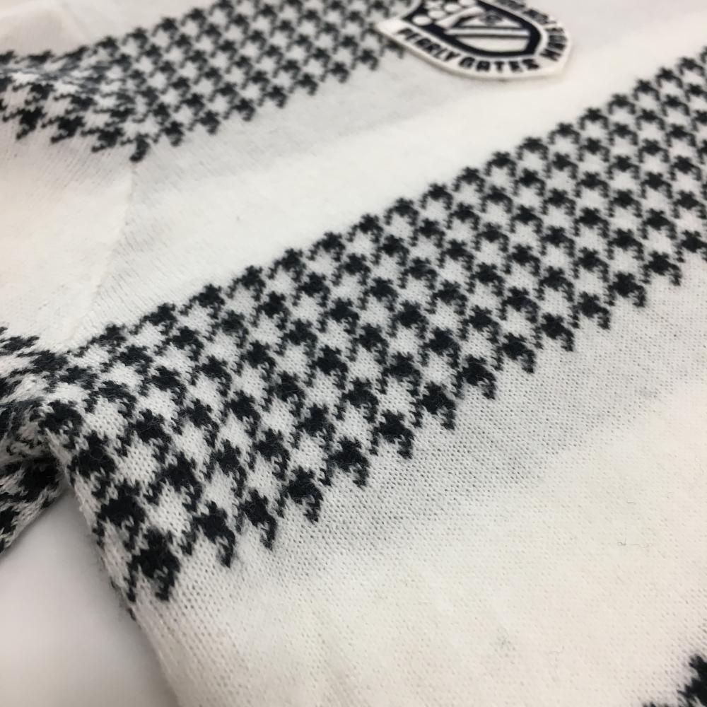 美品】パーリーゲイツ タートルネックセーター 白×黒 ボーダー 千鳥格