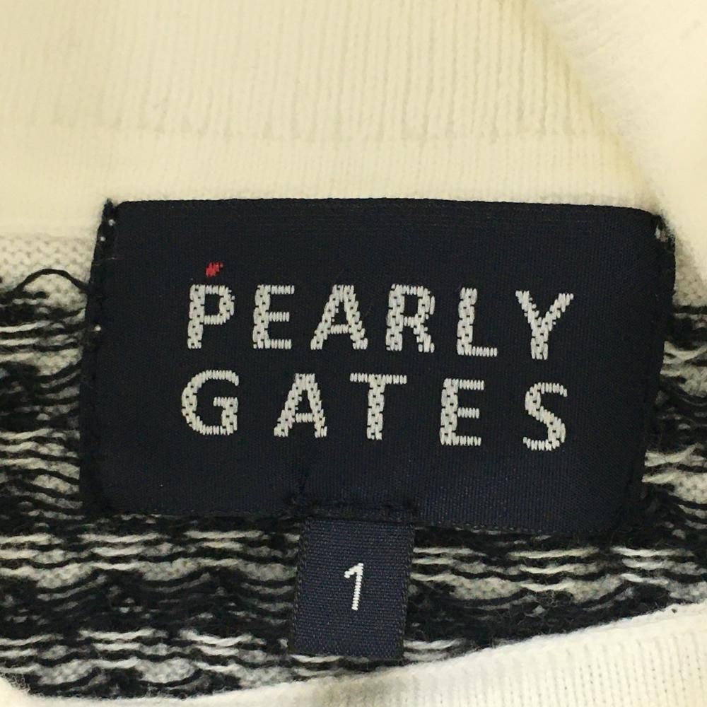 美品】パーリーゲイツ タートルネックセーター 白×黒 ボーダー 千鳥格