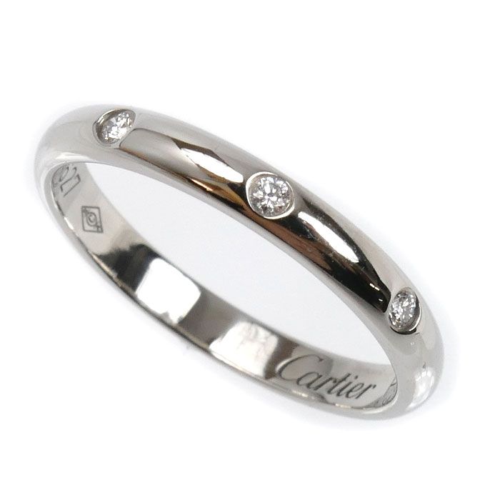 Cartier カルティエ Pt950 プラチナ リング 54 約6.3g CARTIER カルティエ Pt950プラチナ 1895 ウェディング 3Pダイヤ リング