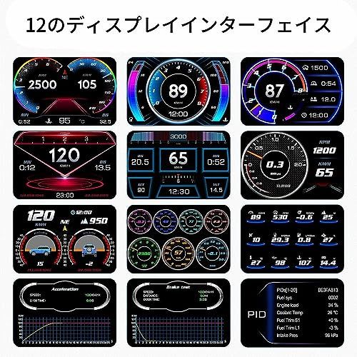  OBEST hud ヘッドアップディスプレイ タコメーター 車 obd 2 gps 両対応 スピードメーター 多機能 回転計 電圧計 水温計 燃料温度 傾斜計 過速度警告搭載 日本語説明書 51 e 87 b 20 その他 キッチン 食器