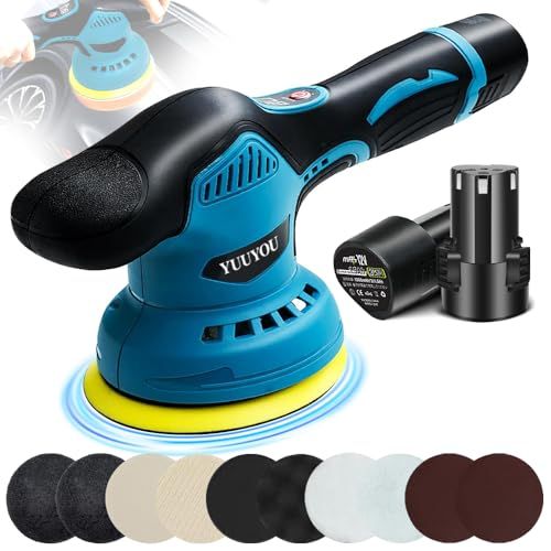 ポリッシャー 車 8段階変速 和式ポリッシャーバフ付き 125 mm 1 5 Ahバッテリ一 搭載 12 V 電動ポリッシャー コードレス 5500 RPM 強力 充電式 研磨機 ダブルアクション 偏心構造 残量表示 小型 軽量 豊かな付属 a 306 f 85 b