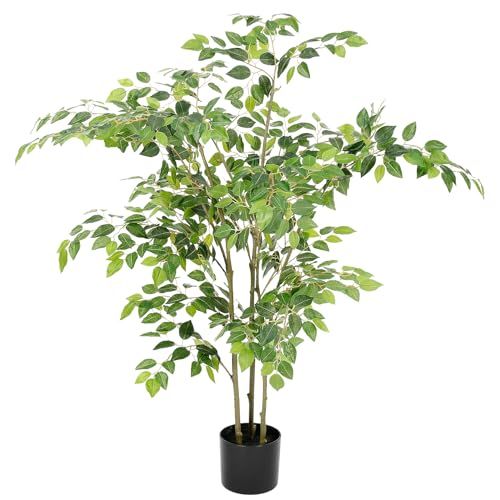 YOLEO フェイクグリーン ベンジャミン 高さ120 cm 人工観葉植物 フェイク 造花 屋内 大型 インテリア 世話がない 玄関 キッチン オフィス おしゃれ お祝い 731679 a 2