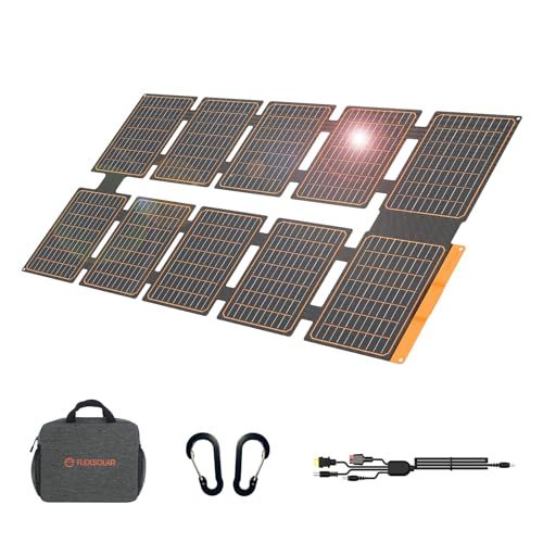 FlexSolar 100 W 折り畳み式ソーラーパネル USB-C|USB-A|DC出力 太陽光 充電器 ソーラーチャージャー IP 67防水 防塵地震 災害時 停電対策 アウトドアPhone|Pad|Laptop|Android対応 a 9 bed 5 cb