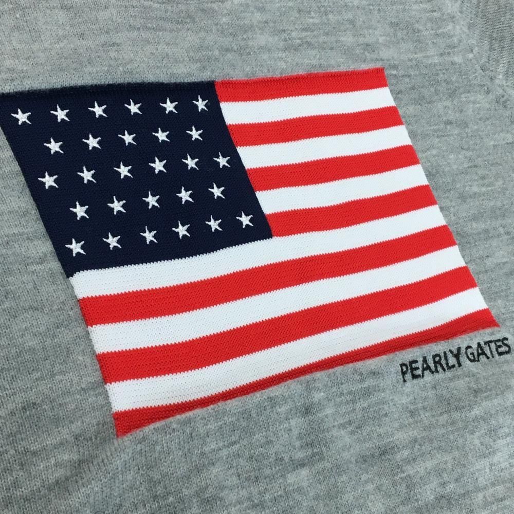 超美品】パーリーゲイツ セーター グレー 前面星条旗柄 ウール100