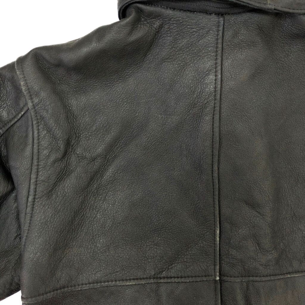 NiDA DERi フーデッド ムートンレザージャケット ブラック(メンズ M)中古 古着 X2513 NiDA DERi フーデッド ムートンレザージャケット ブラック(メンズ M