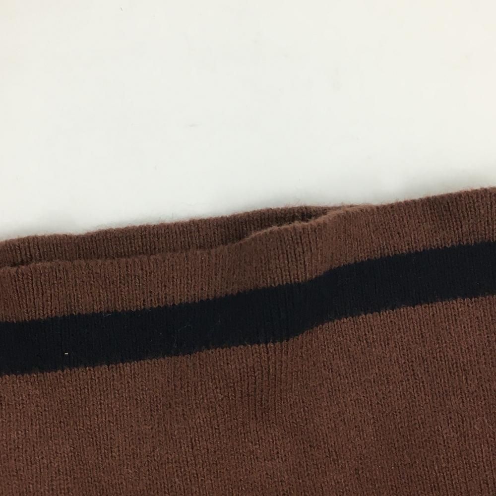 美品】パーリーゲイツ タートルネックセーター ブラウン×ネイビー ロゴ