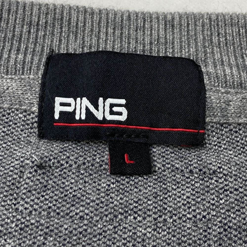 サイズ：L PING ピン 2024年モデル ニットセーター 総柄 グレー系