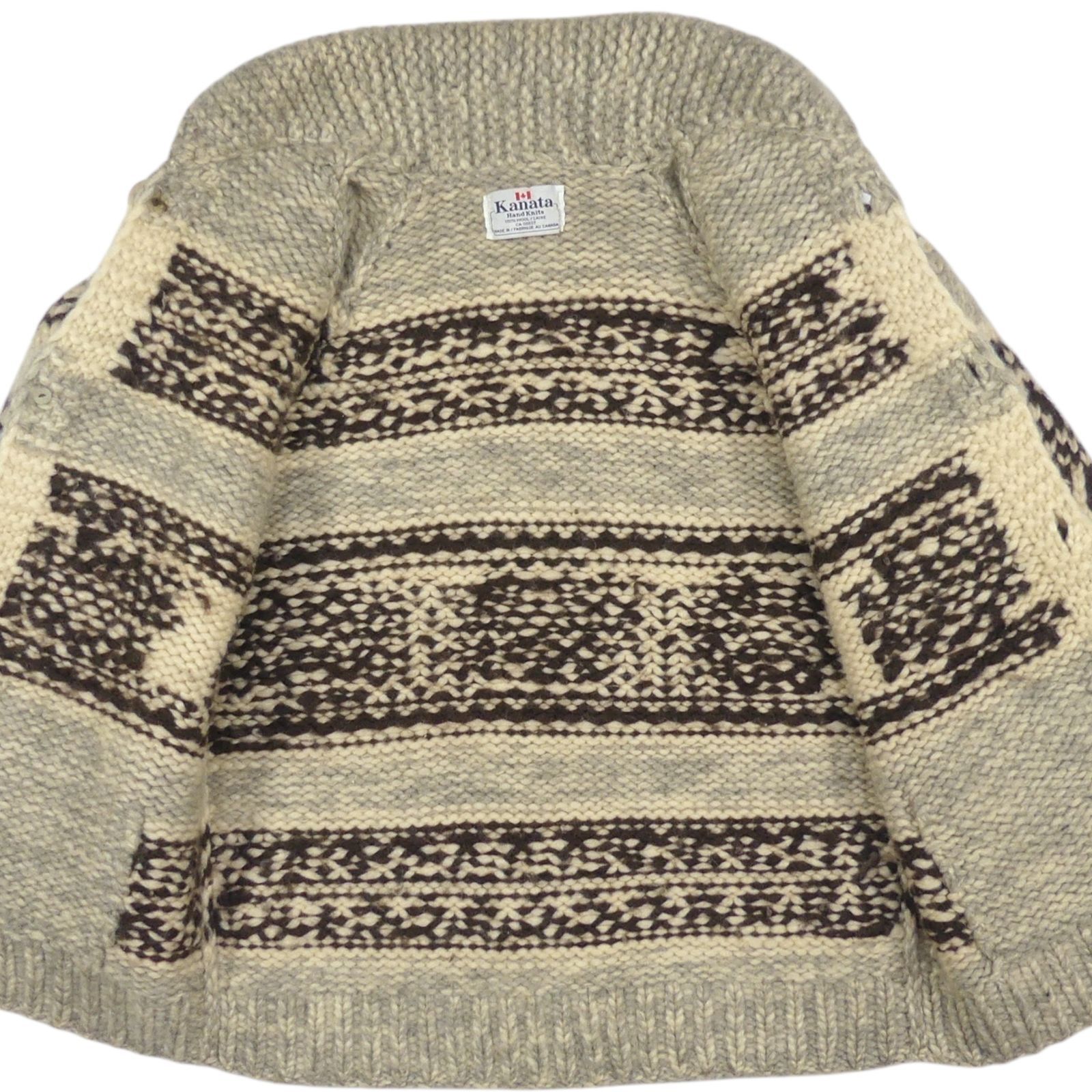 カウチンセーター kanata ニット L カナダ製 カナタ 雪柄 グレー