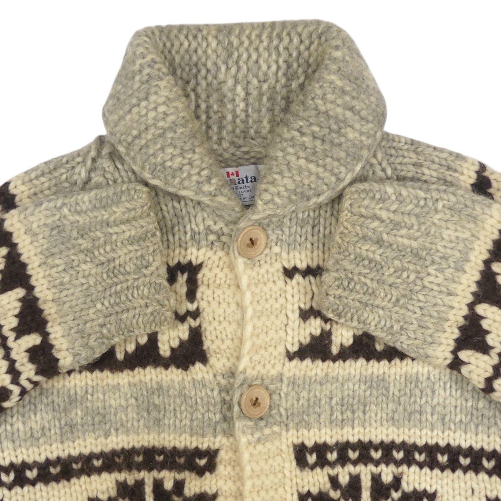 カウチンセーター kanata ニット L カナダ製 カナタ 雪柄 グレー