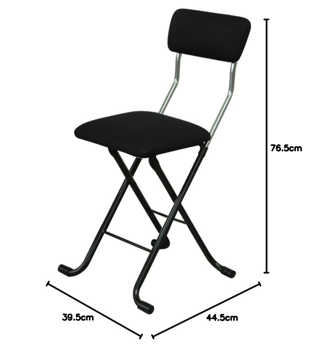 新品 ルネセイコウ 日本製 Jメッシュチェア ブラック/ブラック 幅39.5×奥行44.5×高さ76.5cm 折りたたみ時=奥行12.5 座面高さ=49cm MSH-49