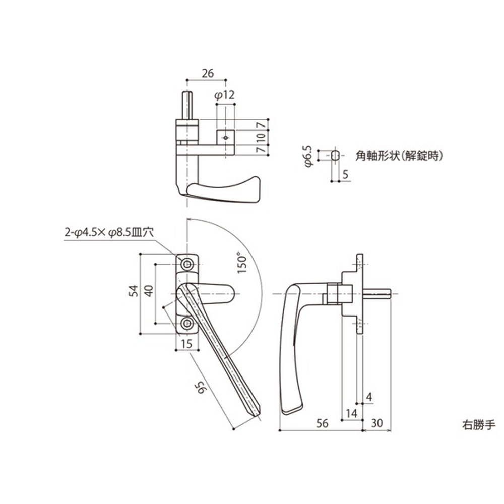 中西産業 引寄せハンドル L 30 DC-X-14